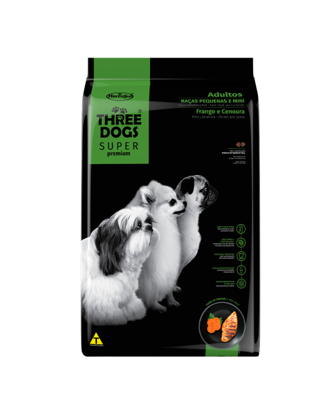 THREE DOGS SUPERPREMIUM ADULTOS RAZAS PEQ Y MINI POLLO Y ZANAHORIA 15 KG + 2KG